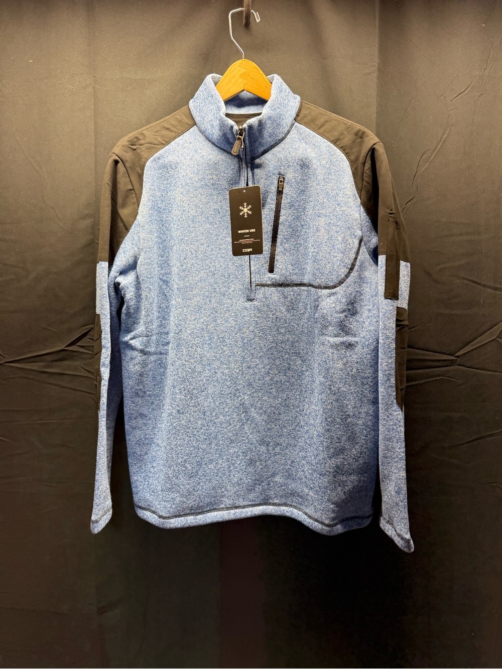 NWT Men's CQR Heather Blue Quarter-Zip Pullover Sz M (17aa)